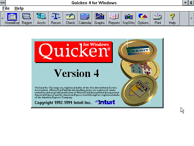 Quicken 4 for Windows - Splash